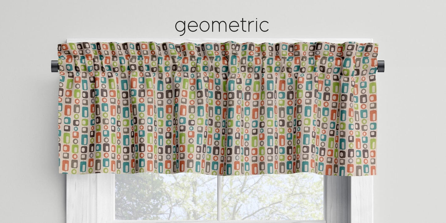 Geometric Retro Valances Cafe Curtains Mid-Century Style