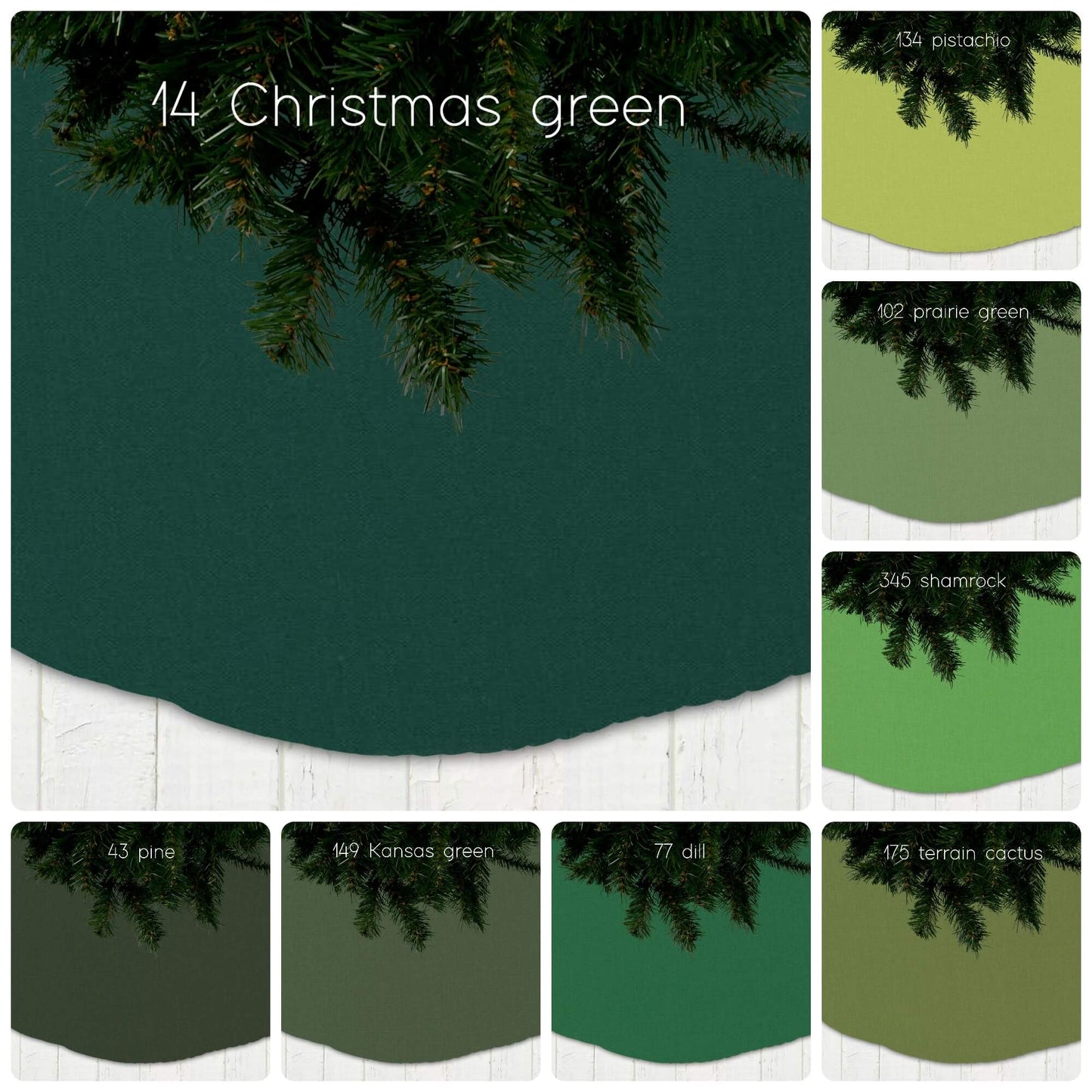 Green Solid Color Christmas Tree Skirts Custom Made to Order