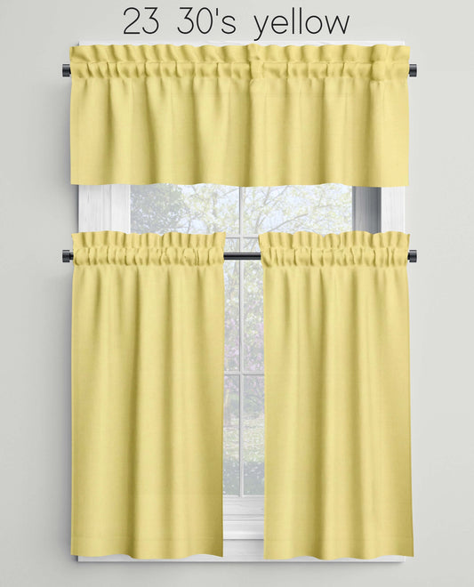 Light Yellow Valances Cafe Curtains Custom Made to Order