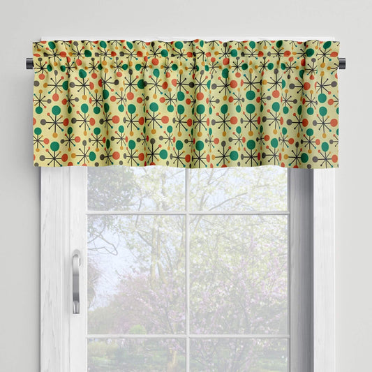 Atomic Stars Retro Valances Cafe Curtains Mid-Century Style