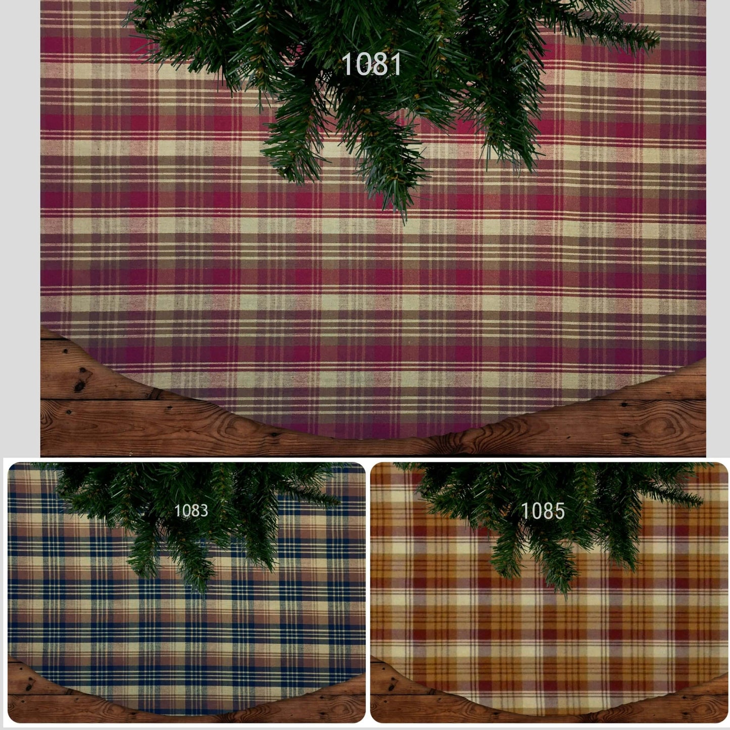 Red, Brown, and Tan Homespun Plaid Christmas Tree Skirts pattern 1081