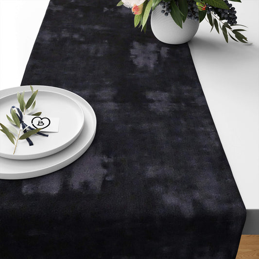 Onyx Black Abstract Table Runners Placemats color 99