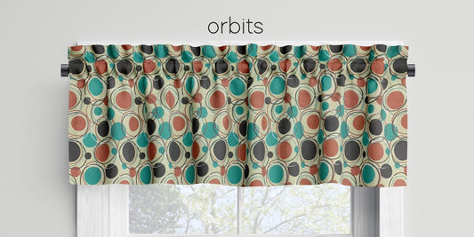 Orbits Retro Valances Cafe Curtains Mid-Century Style