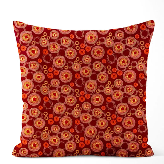 Cinnamon Red Medallion Sunburst Pillow Covers and Euro Shams