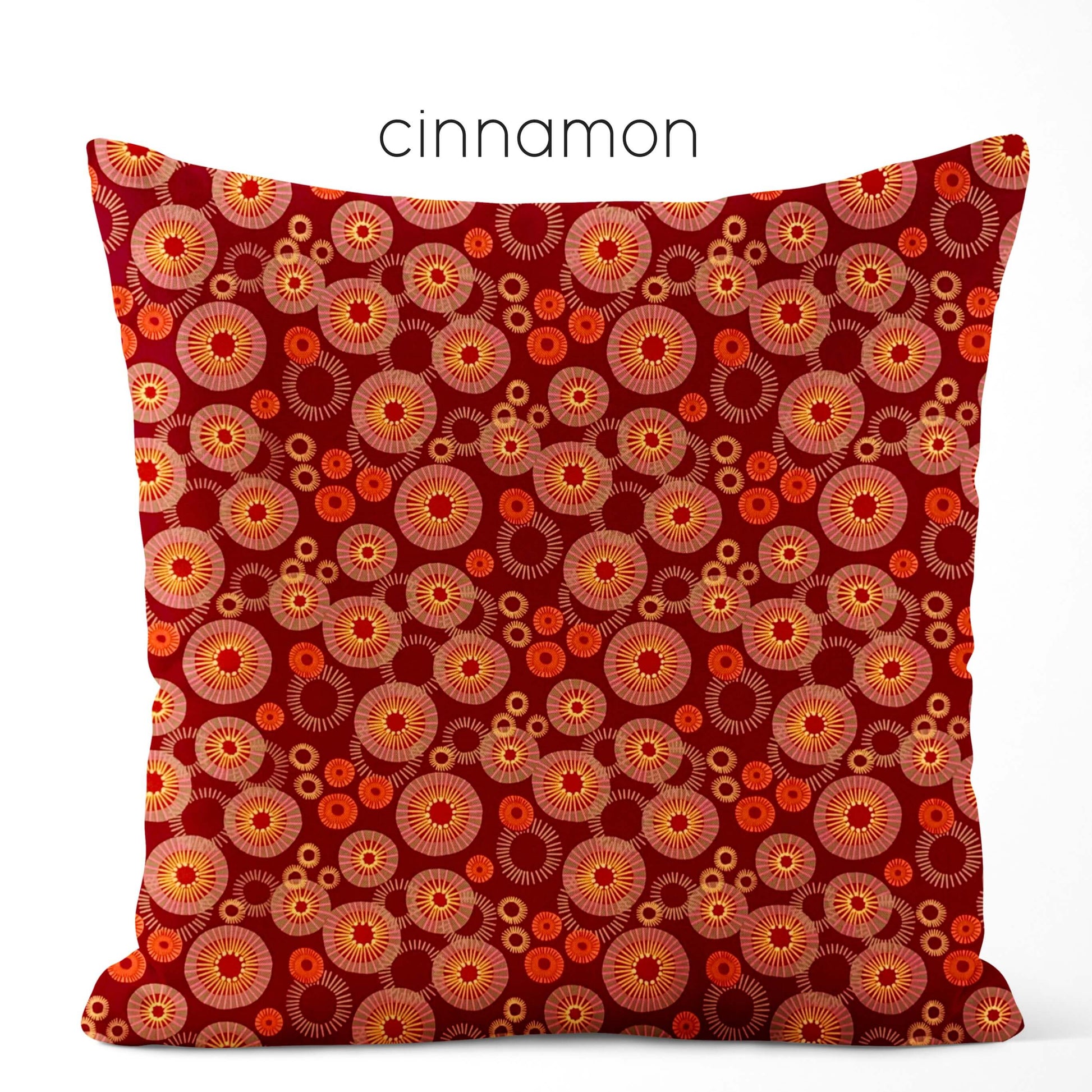 Cinnamon Red Medallion Sunburst Pillow Covers