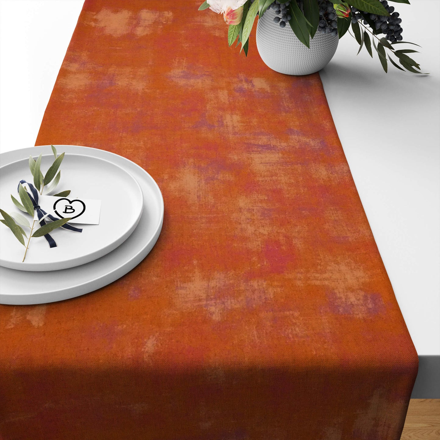 Pumpkin Orange Abstract Table Runners Placemats color 285