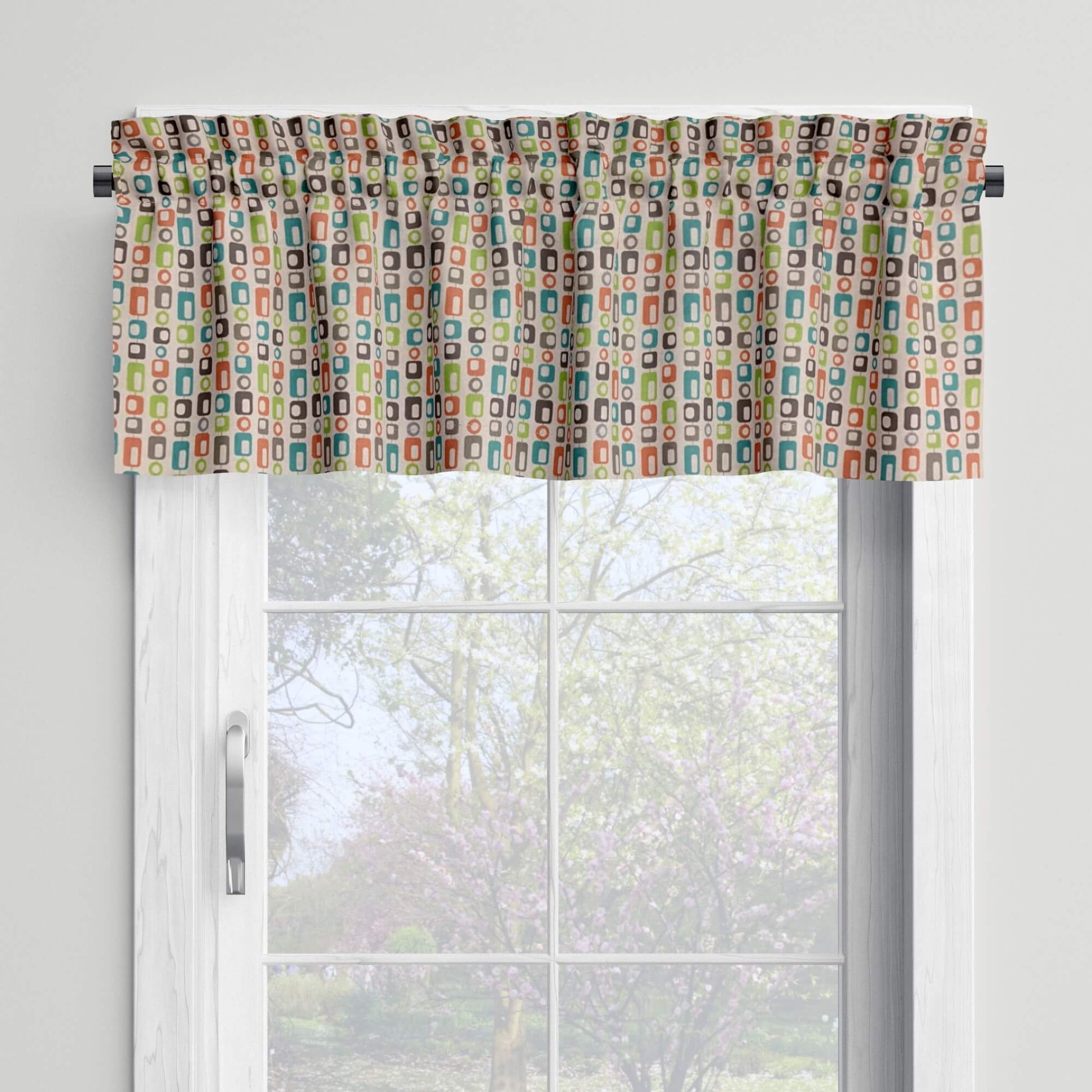 Geometric Retro Valances Cafe Curtains Mid-Century Style