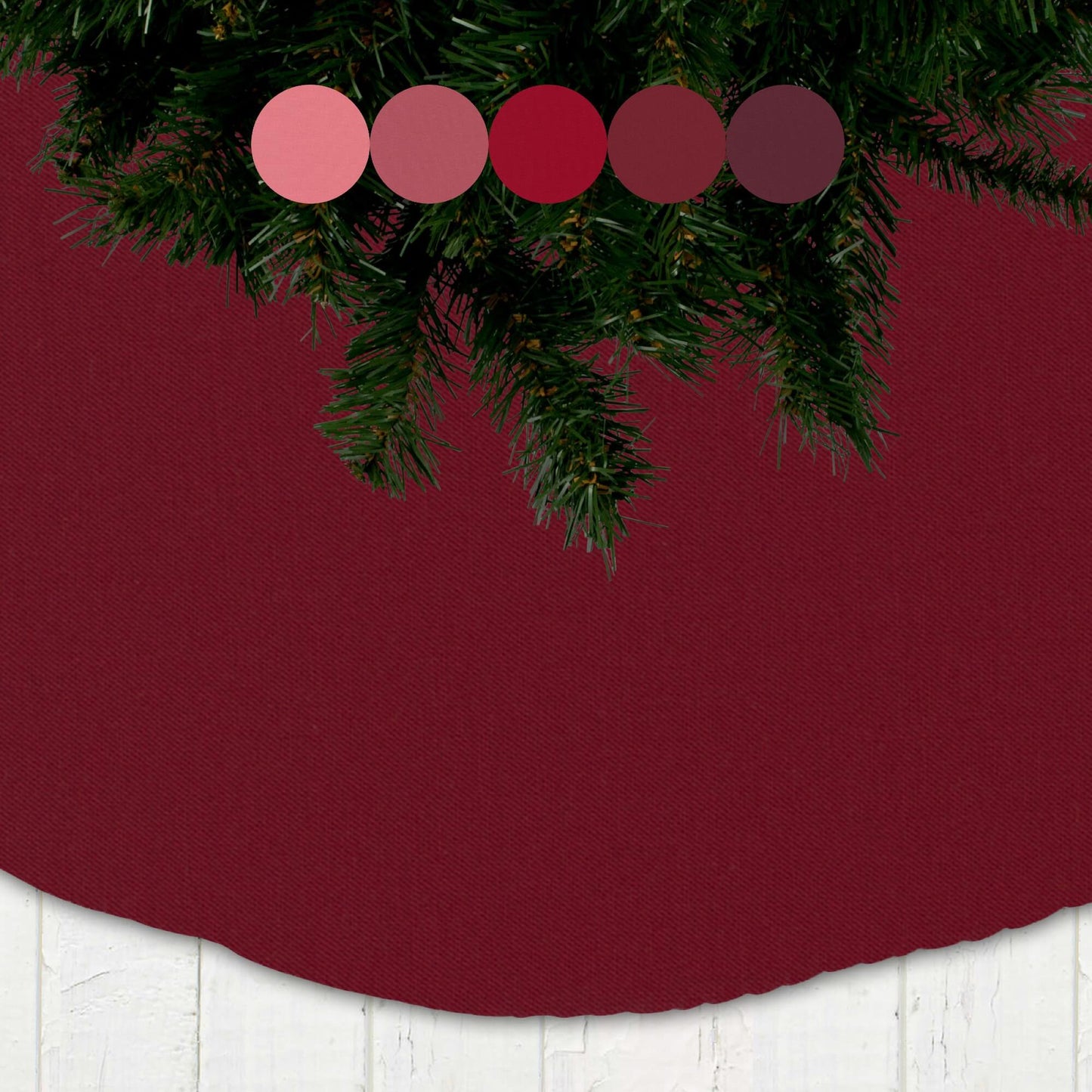 Red and Pink Solid Color Christmas Tree Skirt Custom Made to Order