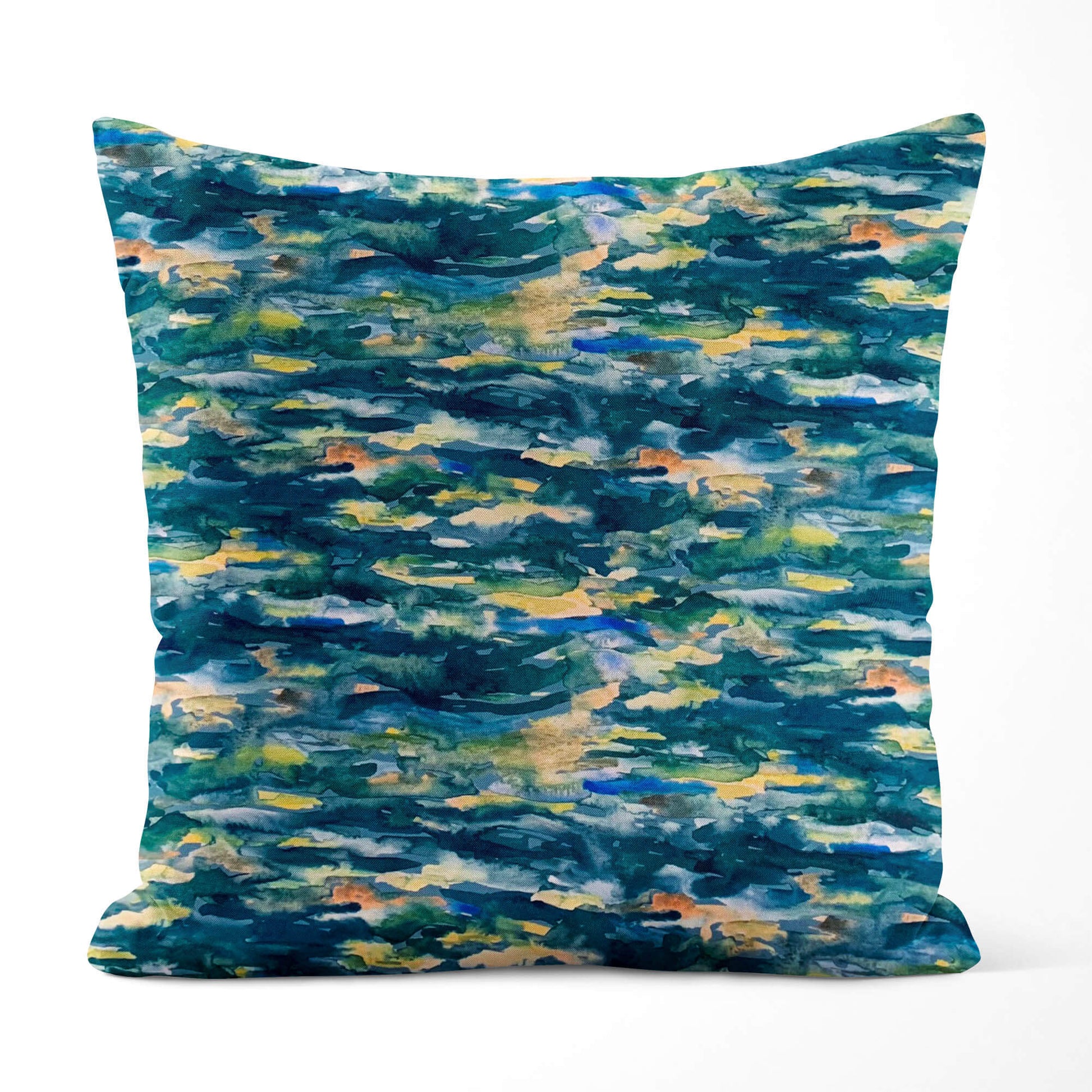 Abstract Blue Teal Reflections Pillow Covers and Euro Shams