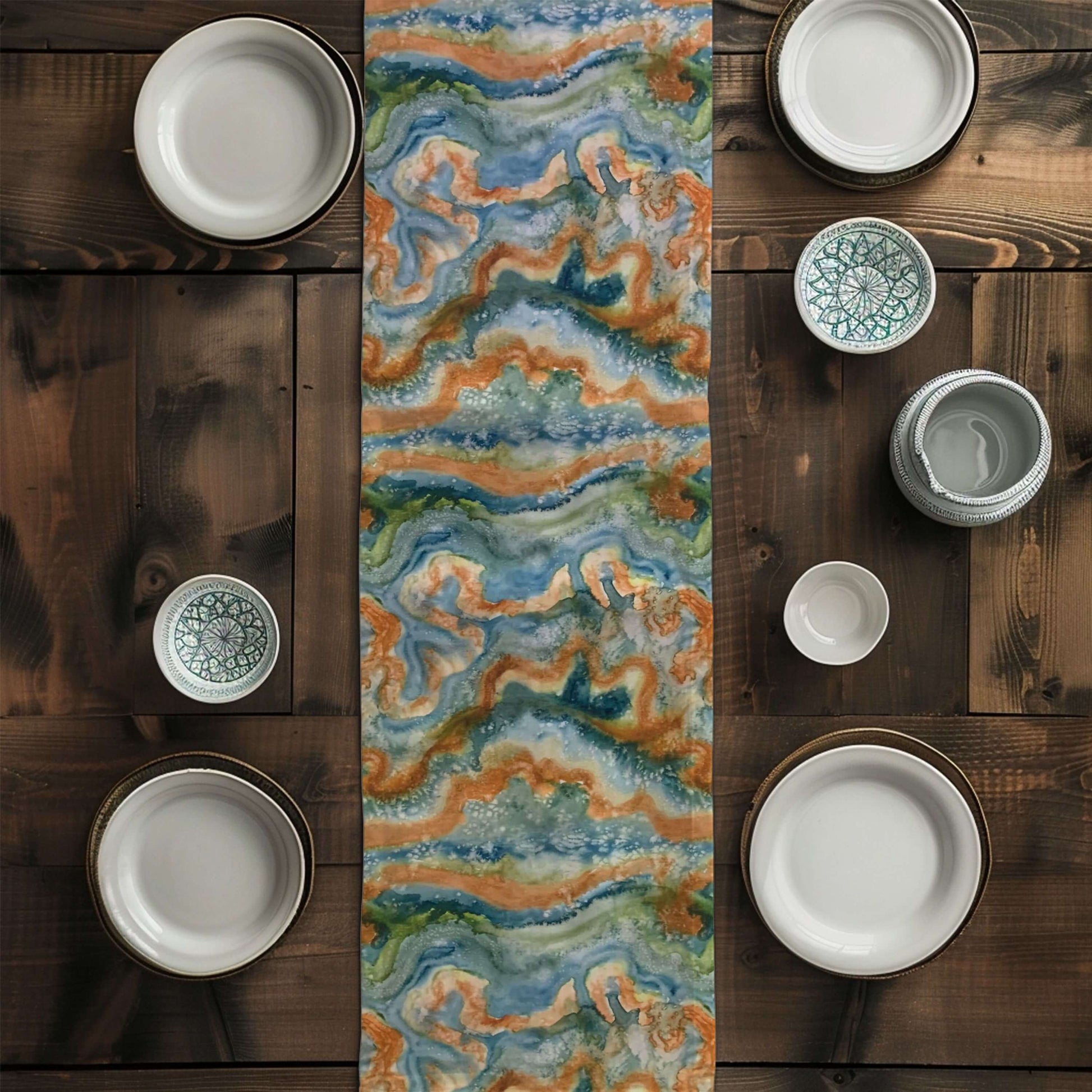 River Canyon Abstract Desert Oasis Table Runners