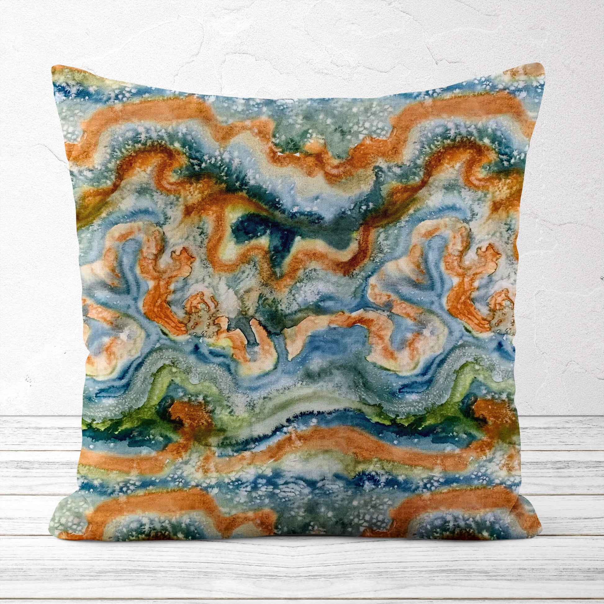 Abstract River Canyon Desert Oasis Pillow Covers and Euro Shams