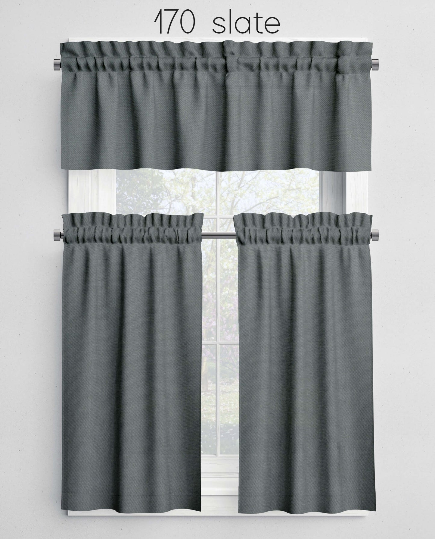 Slate Gray Valances Cafe Curtains Custom Made to Order color 170