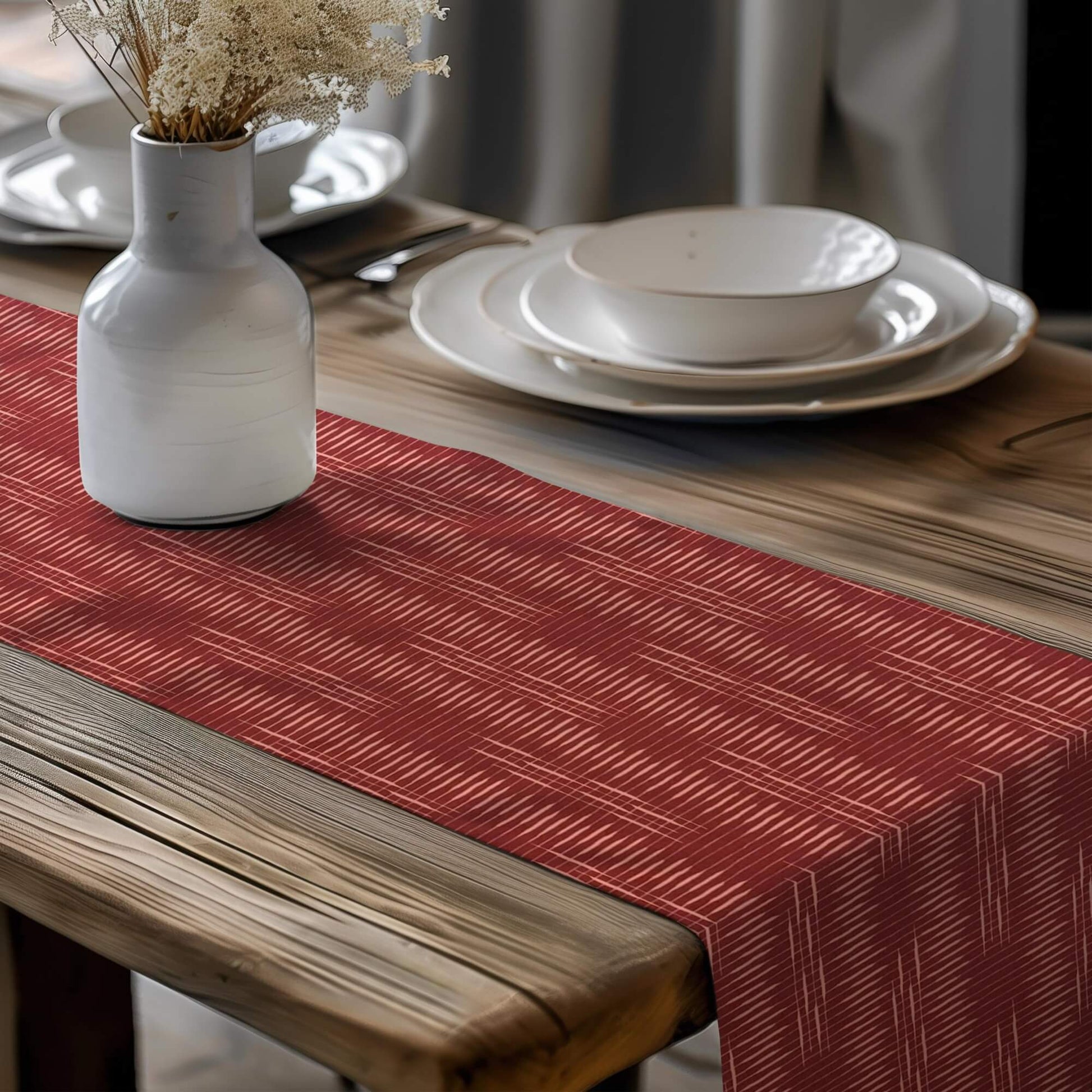 Cinnamon Brick-Red Table Runners Placemats Modern Print