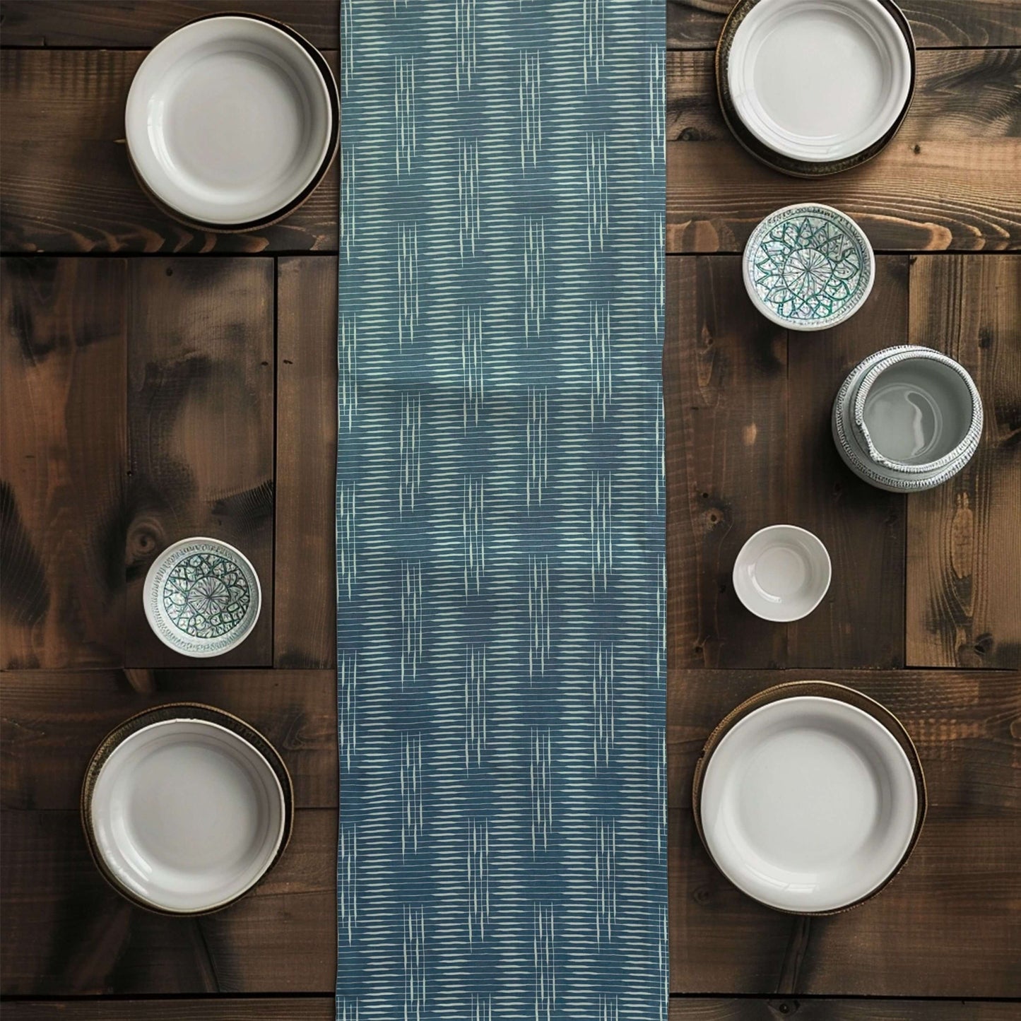 Lake Blue Table Runners Placemats Modern Print