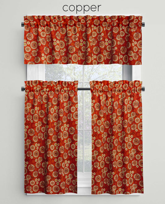 Medallion Sunburst Valances Cafe Curtains Copper