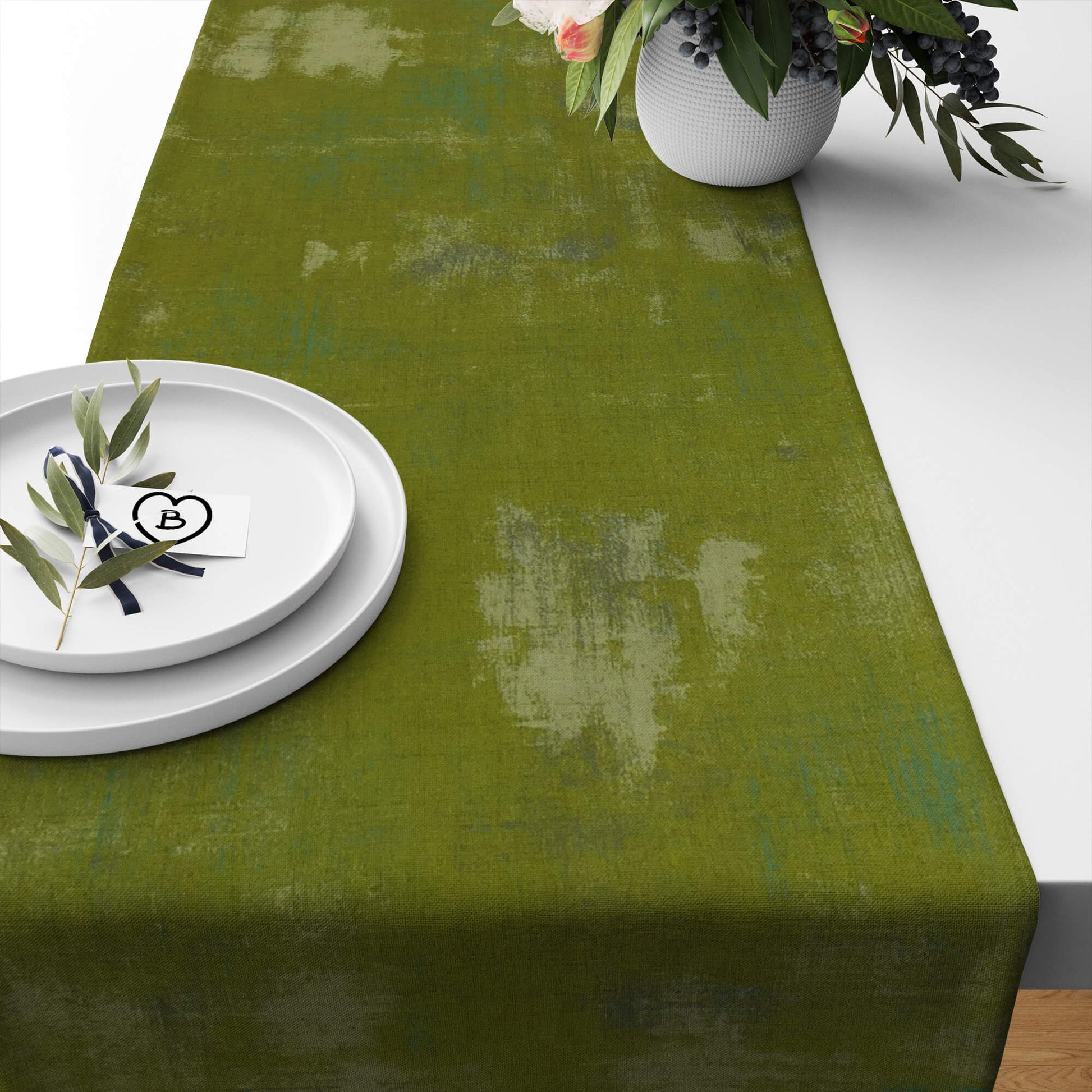 Zesty Apple Green Abstract Table Runners Placemats color 496